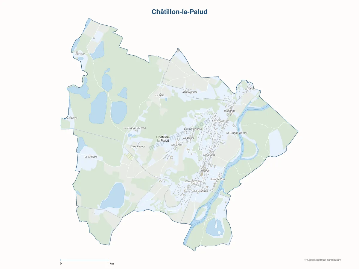 Carte de Châtillon-la-Palud à personnaliser
