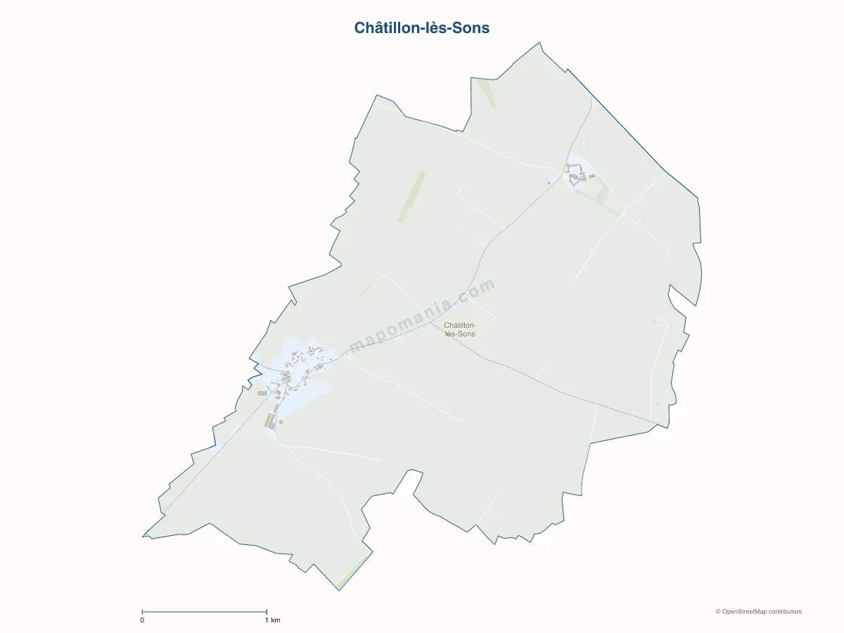 Carte de Châtillon-lès-Sons à personnaliser
