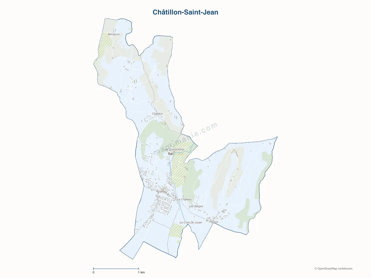 Carte de Châtillon-Saint-Jean à personnaliser