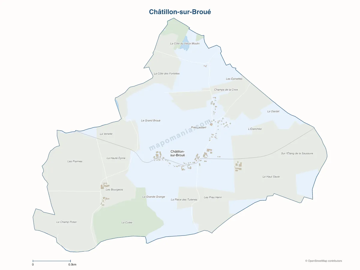 Carte de Châtillon-sur-Broué à personnaliser