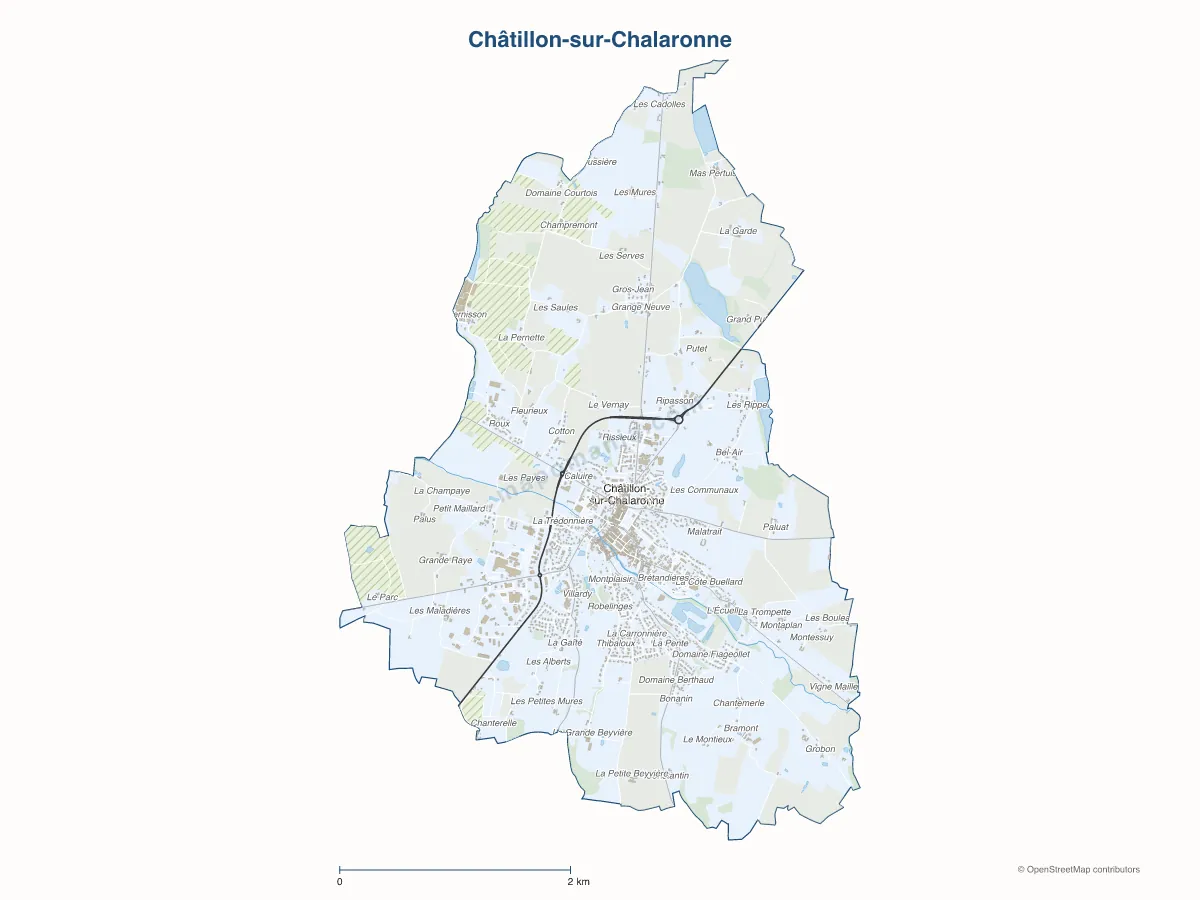 Carte de Châtillon-sur-Chalaronne à personnaliser