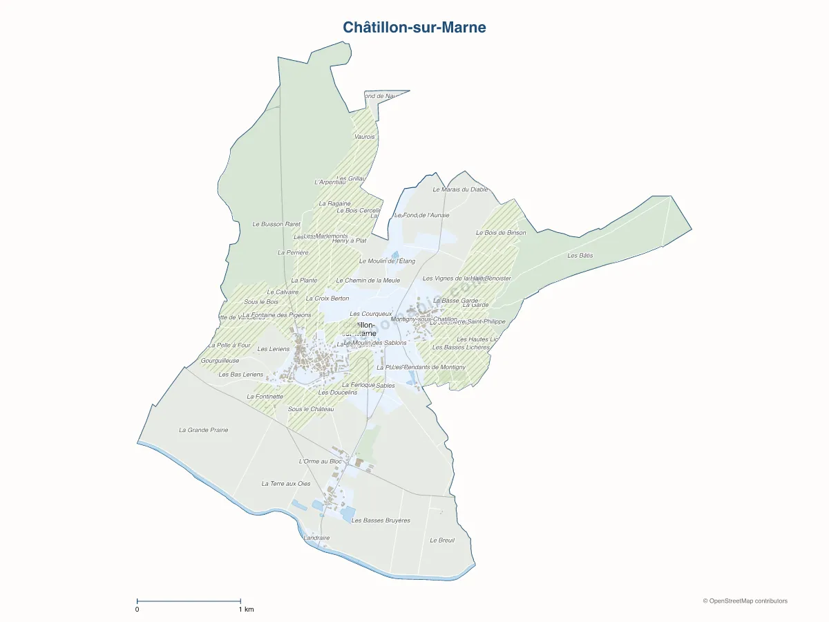 Carte de Châtillon-sur-Marne à personnaliser