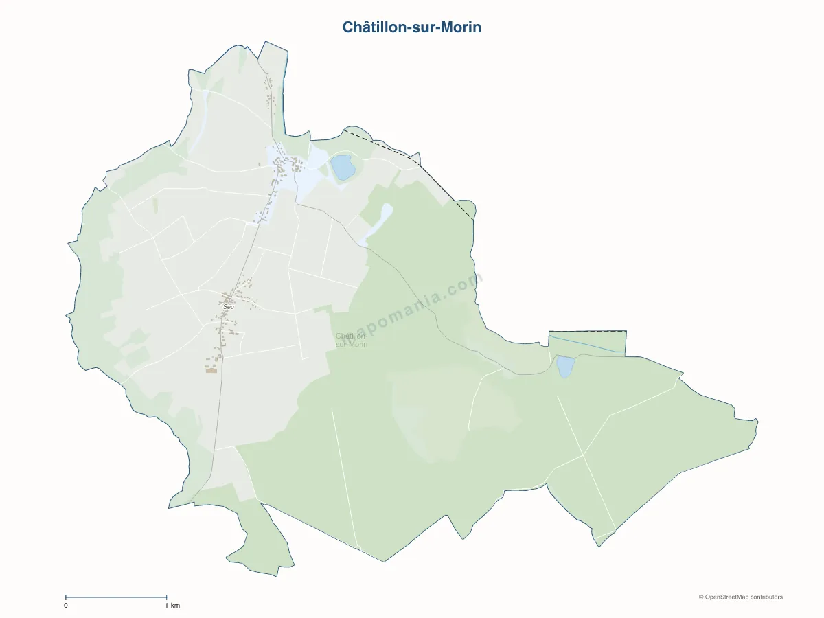 Carte de Châtillon-sur-Morin à personnaliser