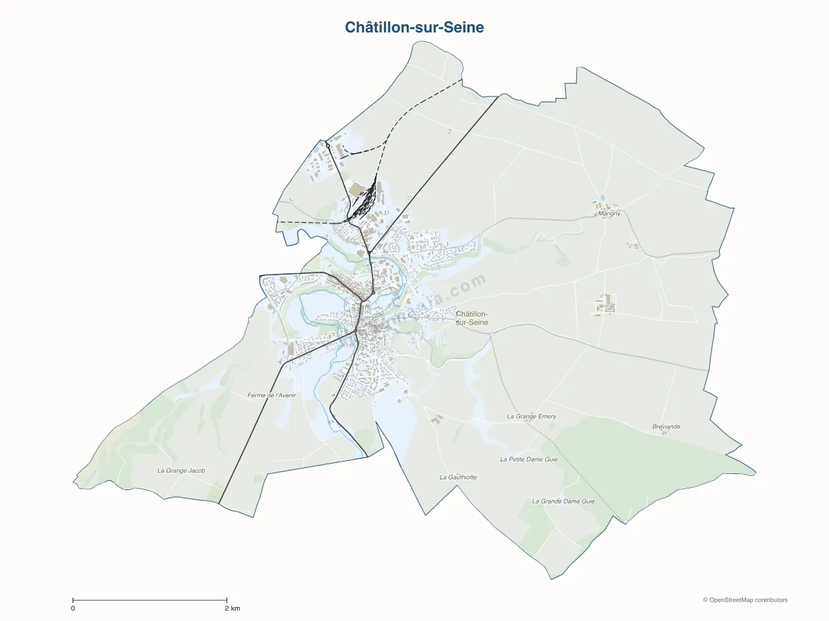 Carte de Châtillon-sur-Seine à personnaliser