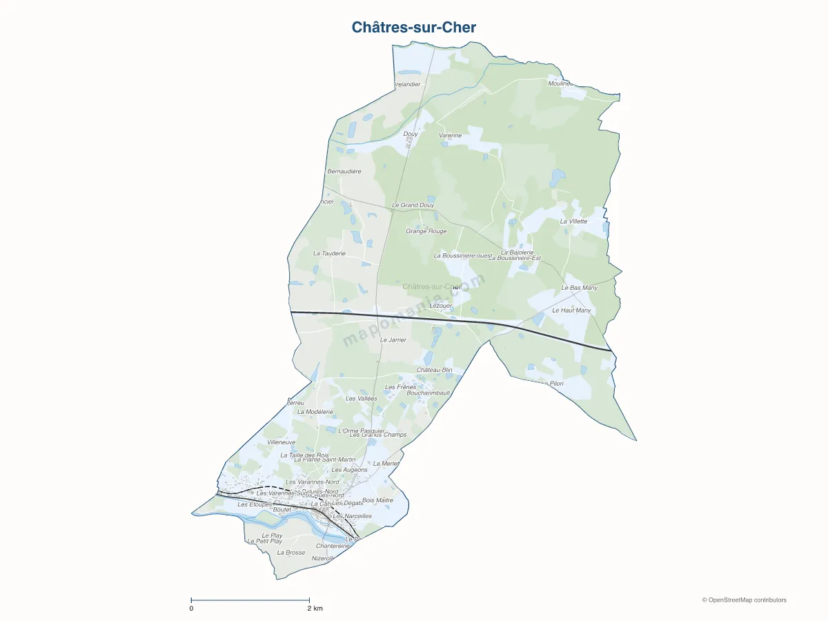 Carte de Châtres-sur-Cher à personnaliser