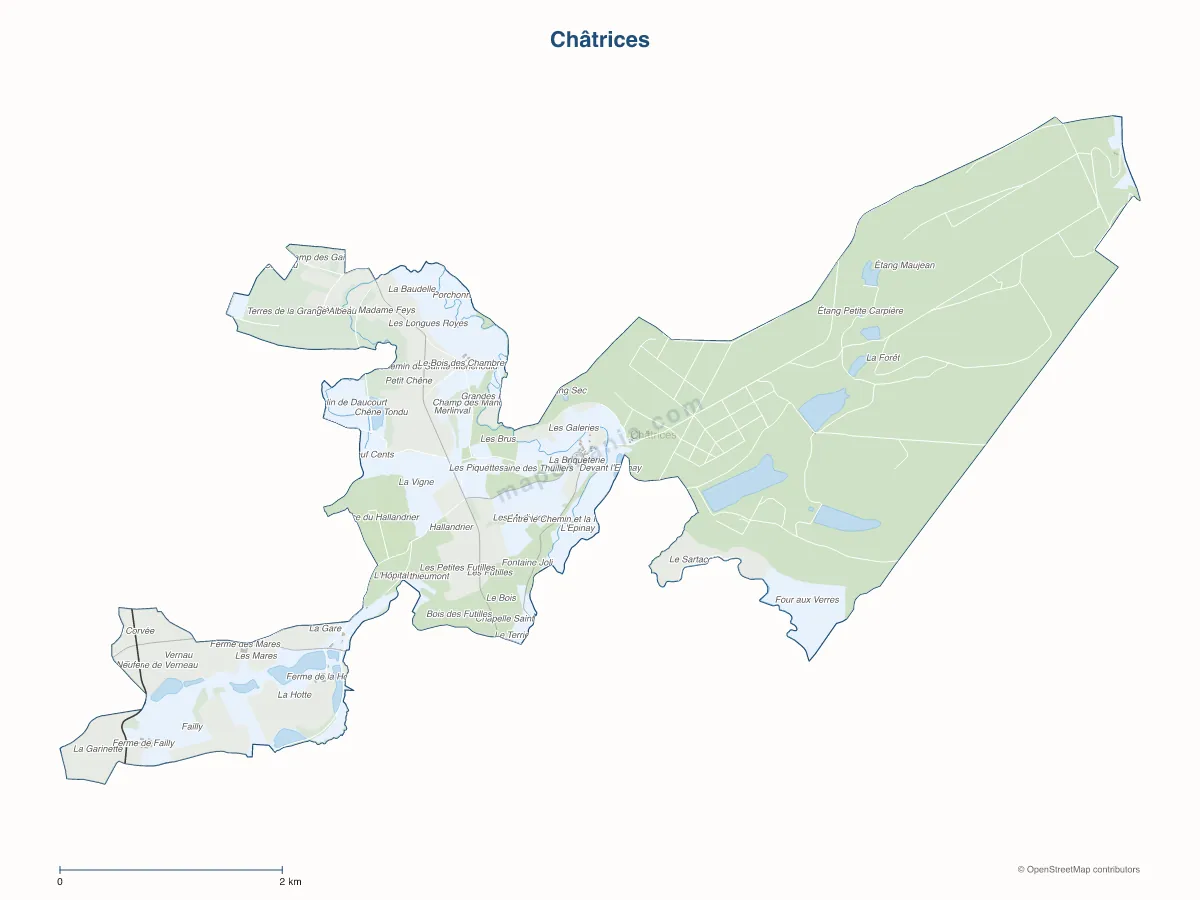 Carte de Châtrices à personnaliser