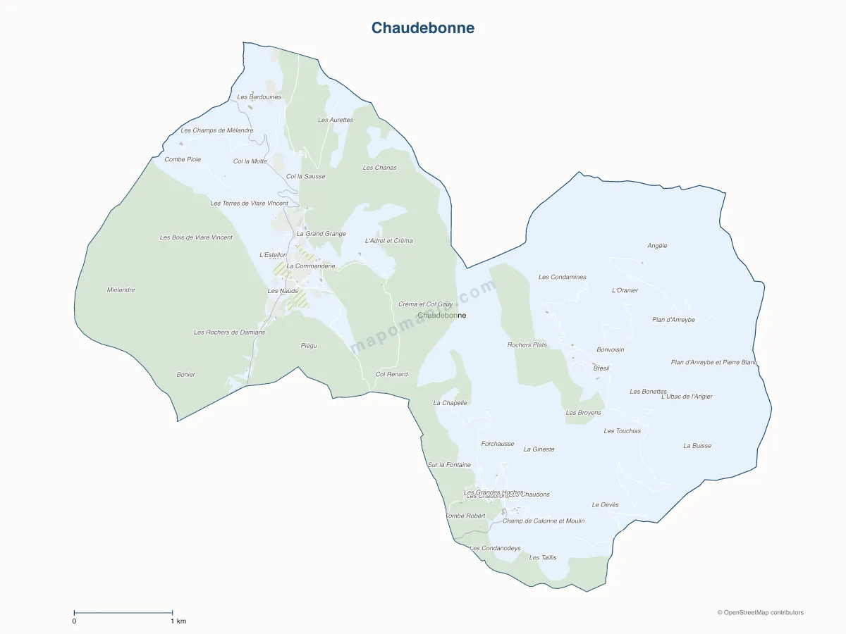 Carte de Chaudebonne à personnaliser