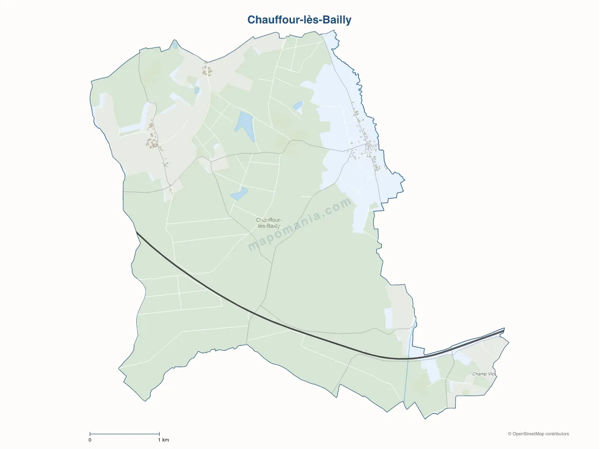Carte de Chauffour-lès-Bailly à personnaliser