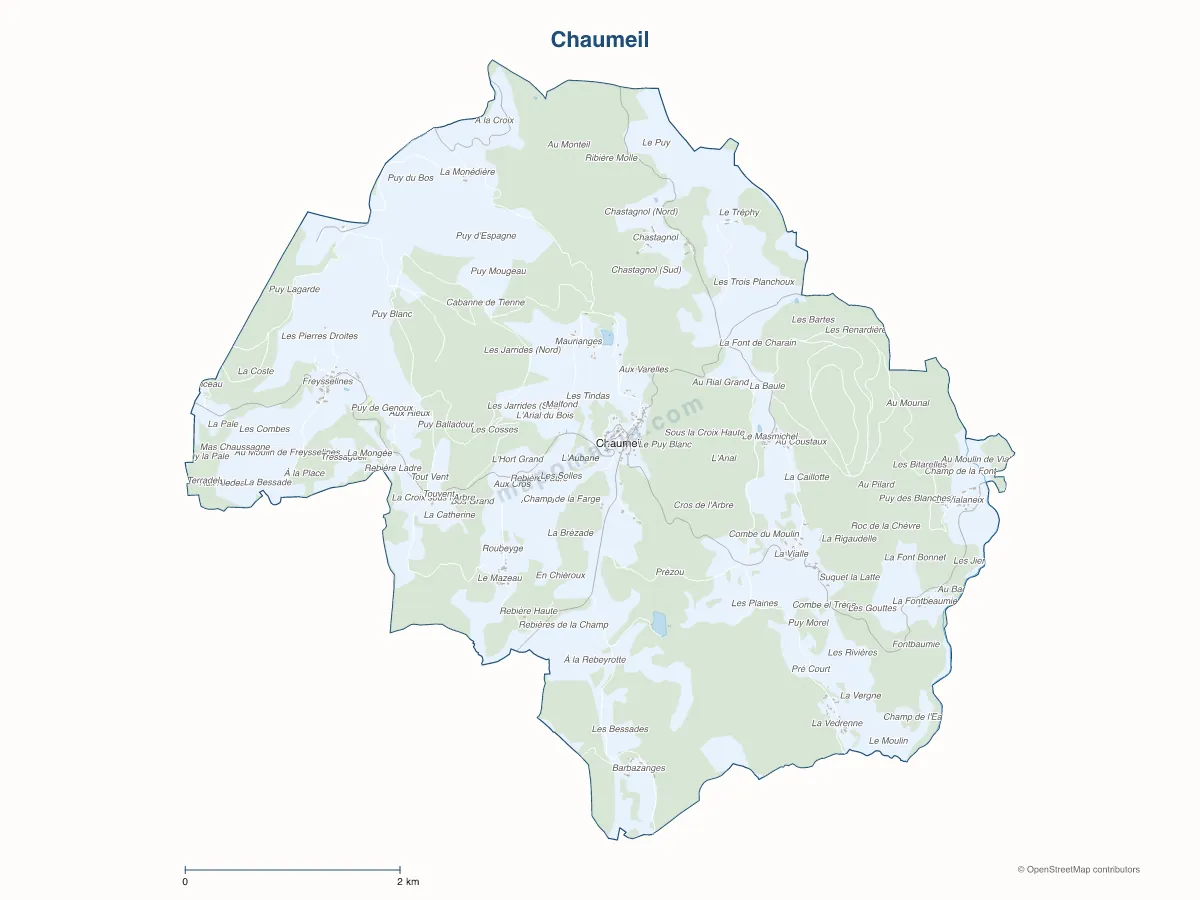 Carte de Chaumeil à personnaliser