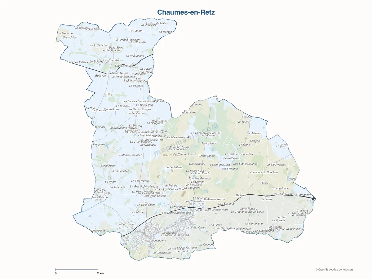Carte de Chaumes-en-Retz à personnaliser