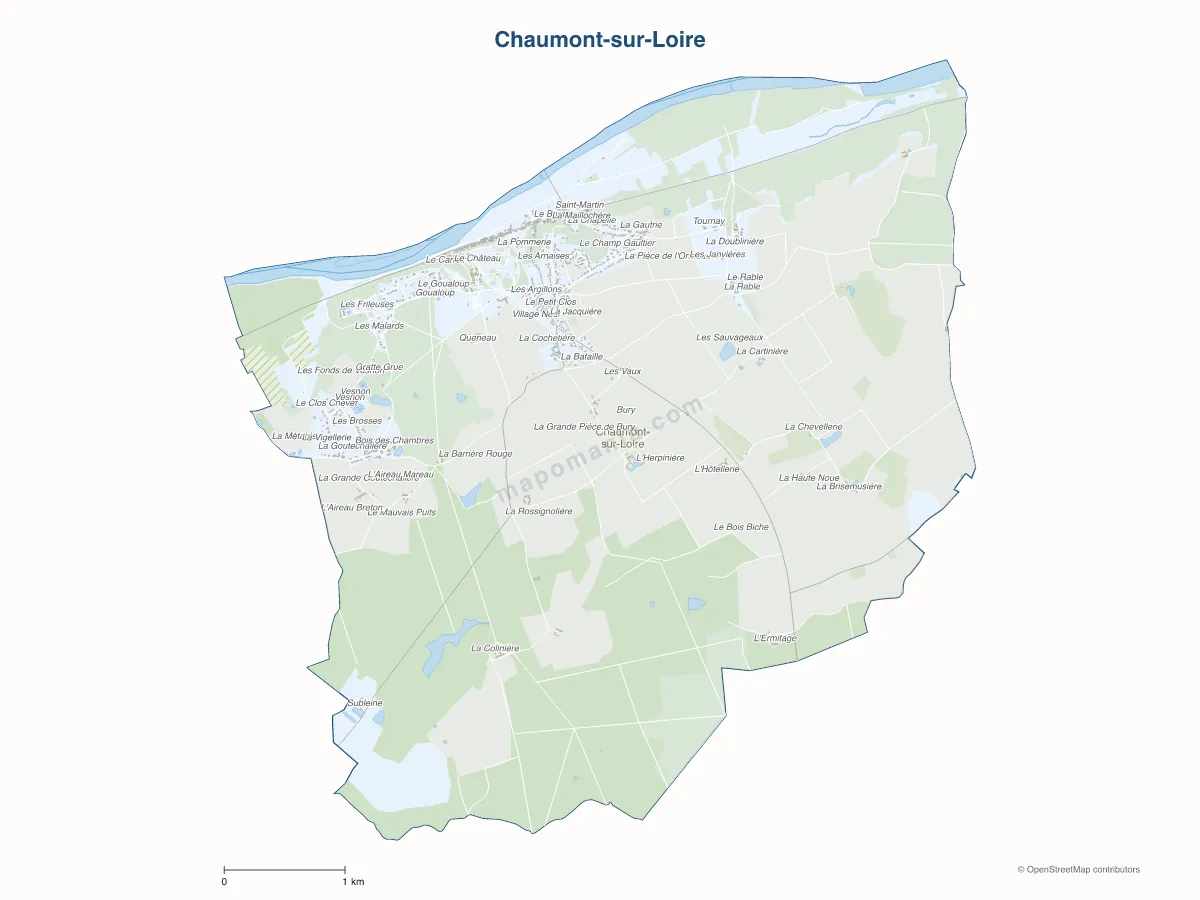 Carte de Chaumont-sur-Loire à personnaliser