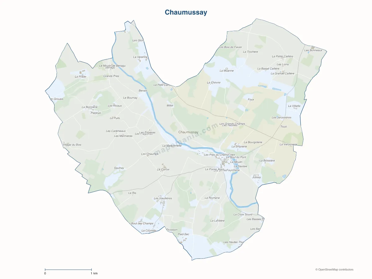 Carte de Chaumussay à personnaliser