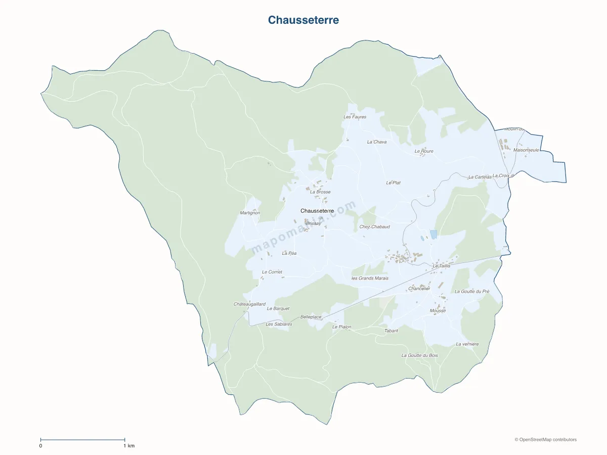 Carte de Chausseterre à personnaliser