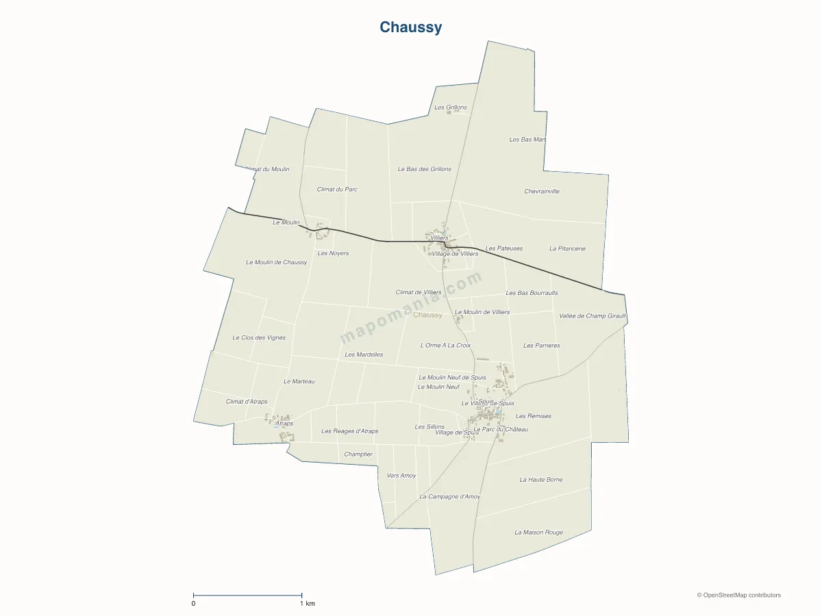 Carte de Chaussy à personnaliser