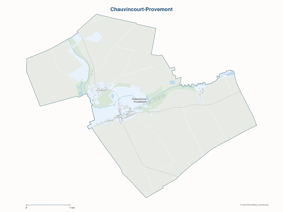 Carte de Chauvincourt-Provemont à personnaliser