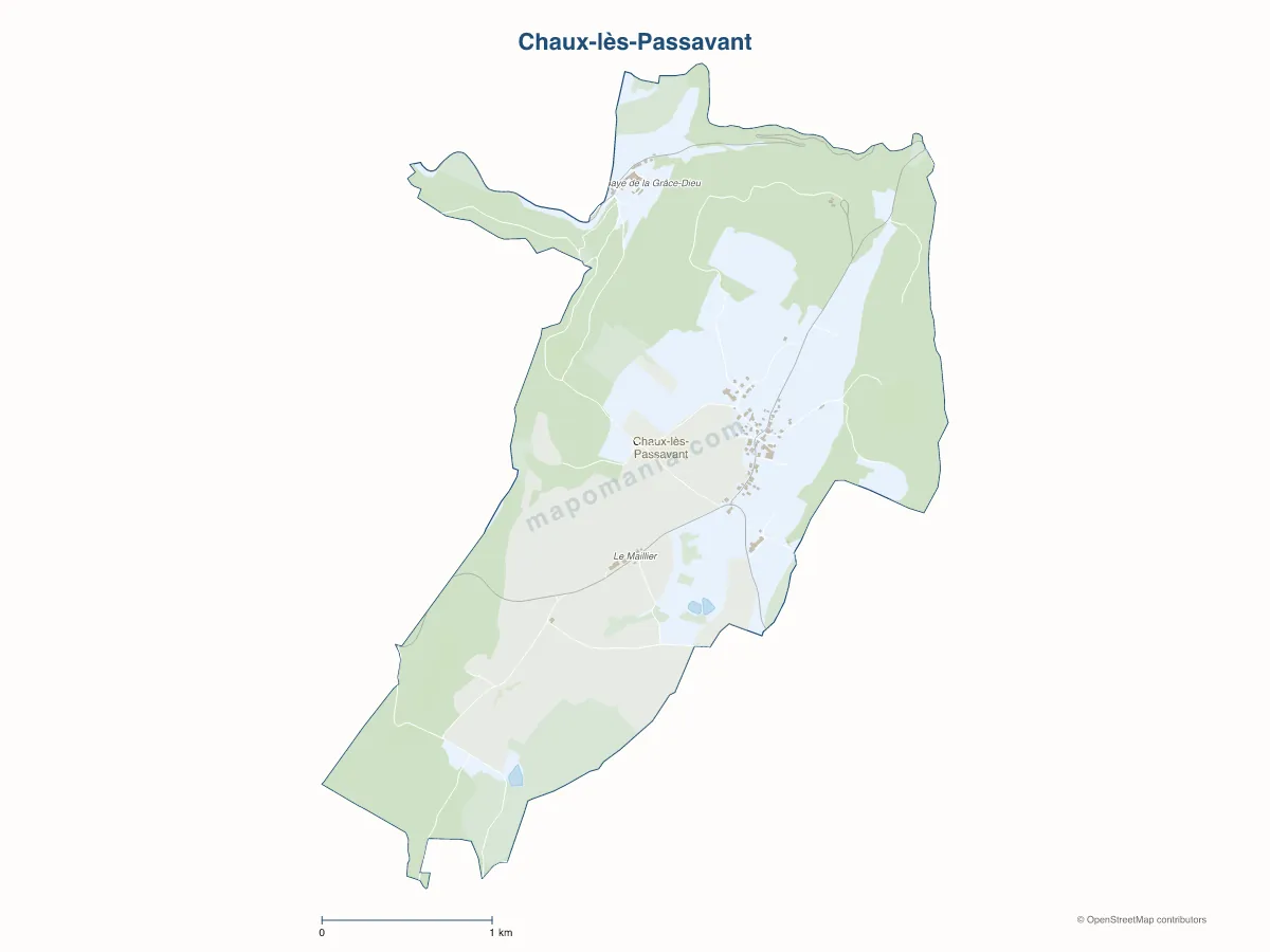 Carte de Chaux-lès-Passavant à personnaliser