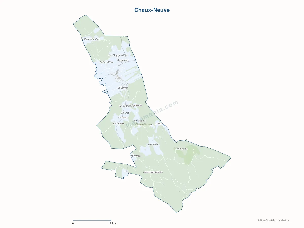 Carte de Chaux-Neuve à personnaliser