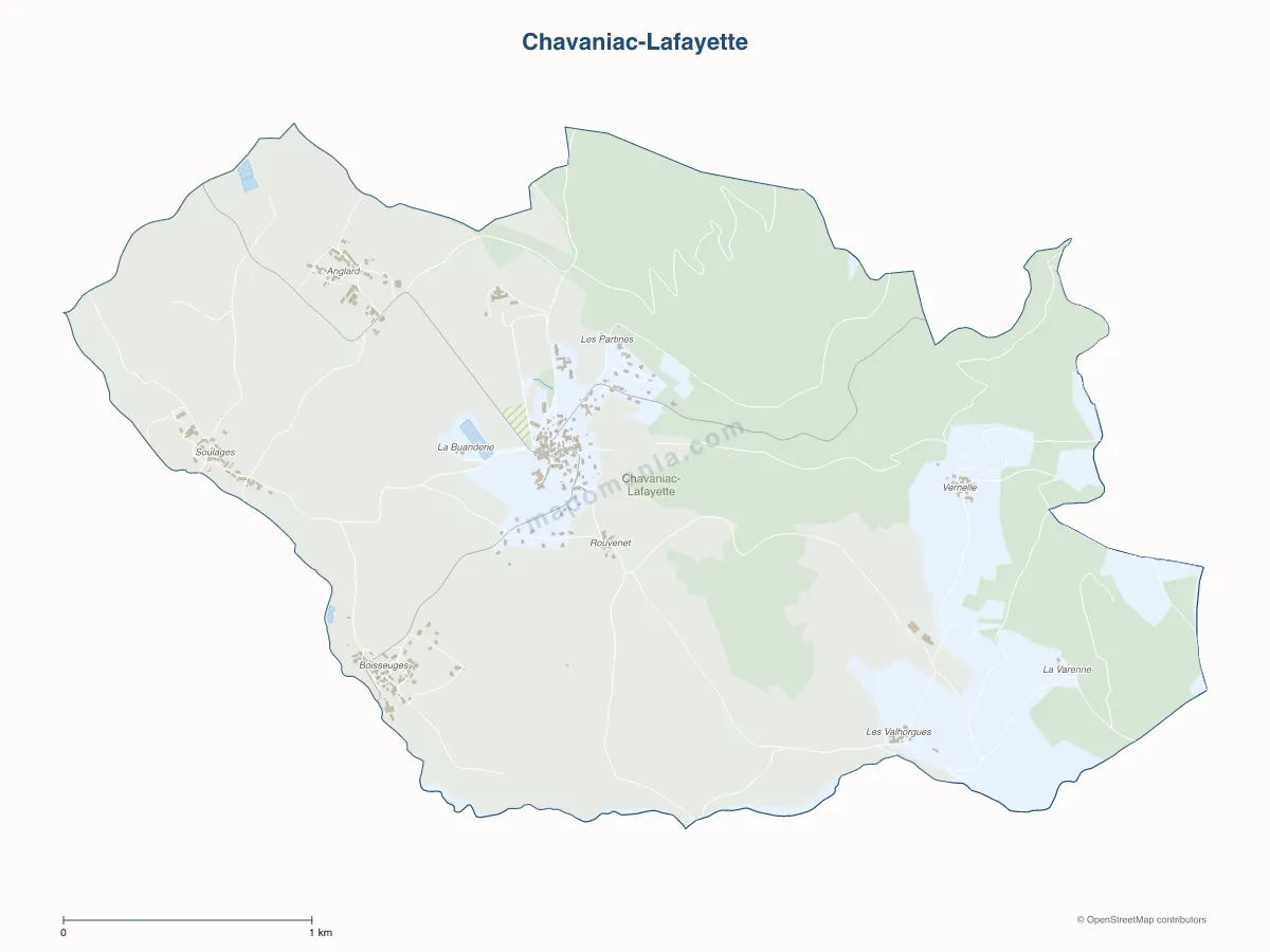 Carte de Chavaniac-Lafayette à personnaliser