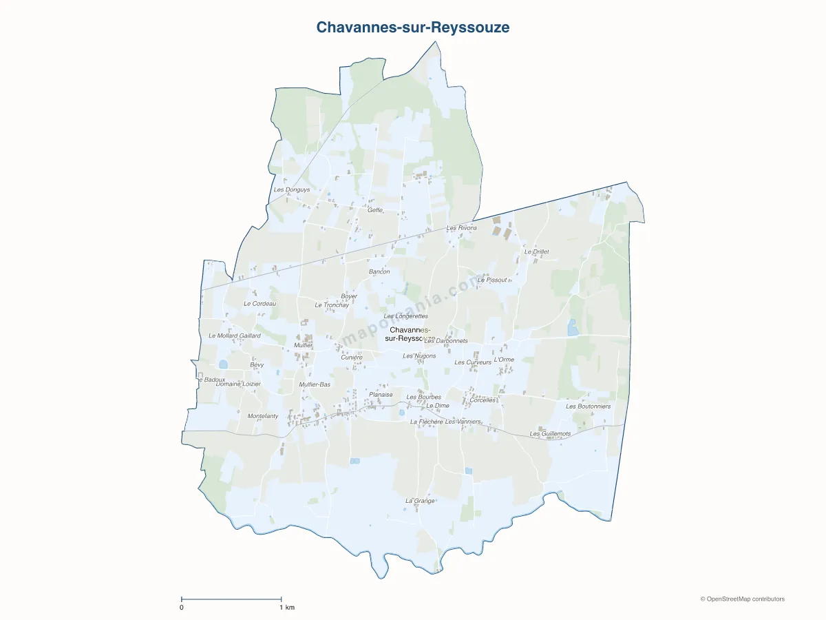 Carte de Chavannes-sur-Reyssouze à personnaliser