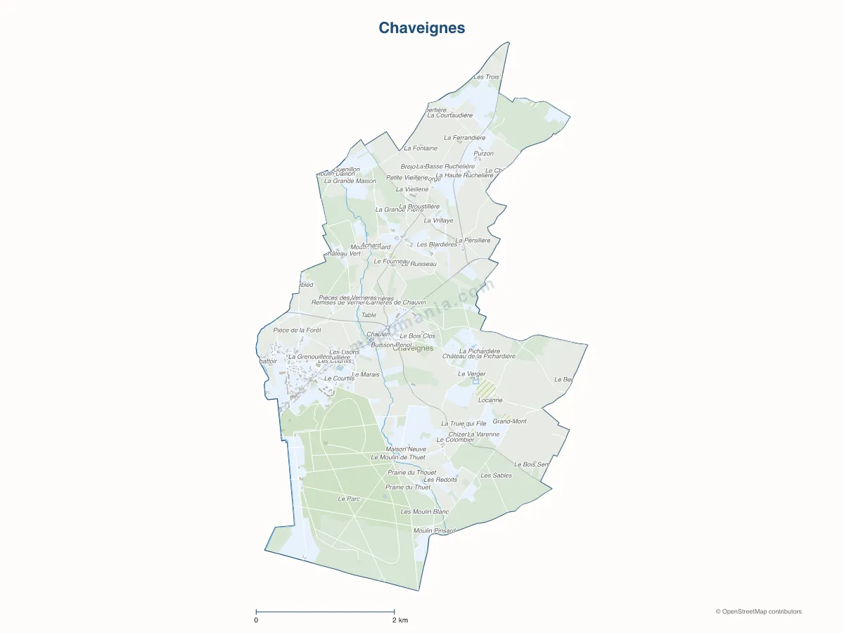 Carte de Chaveignes à personnaliser