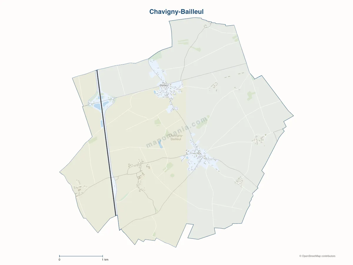 Carte de Chavigny-Bailleul à personnaliser