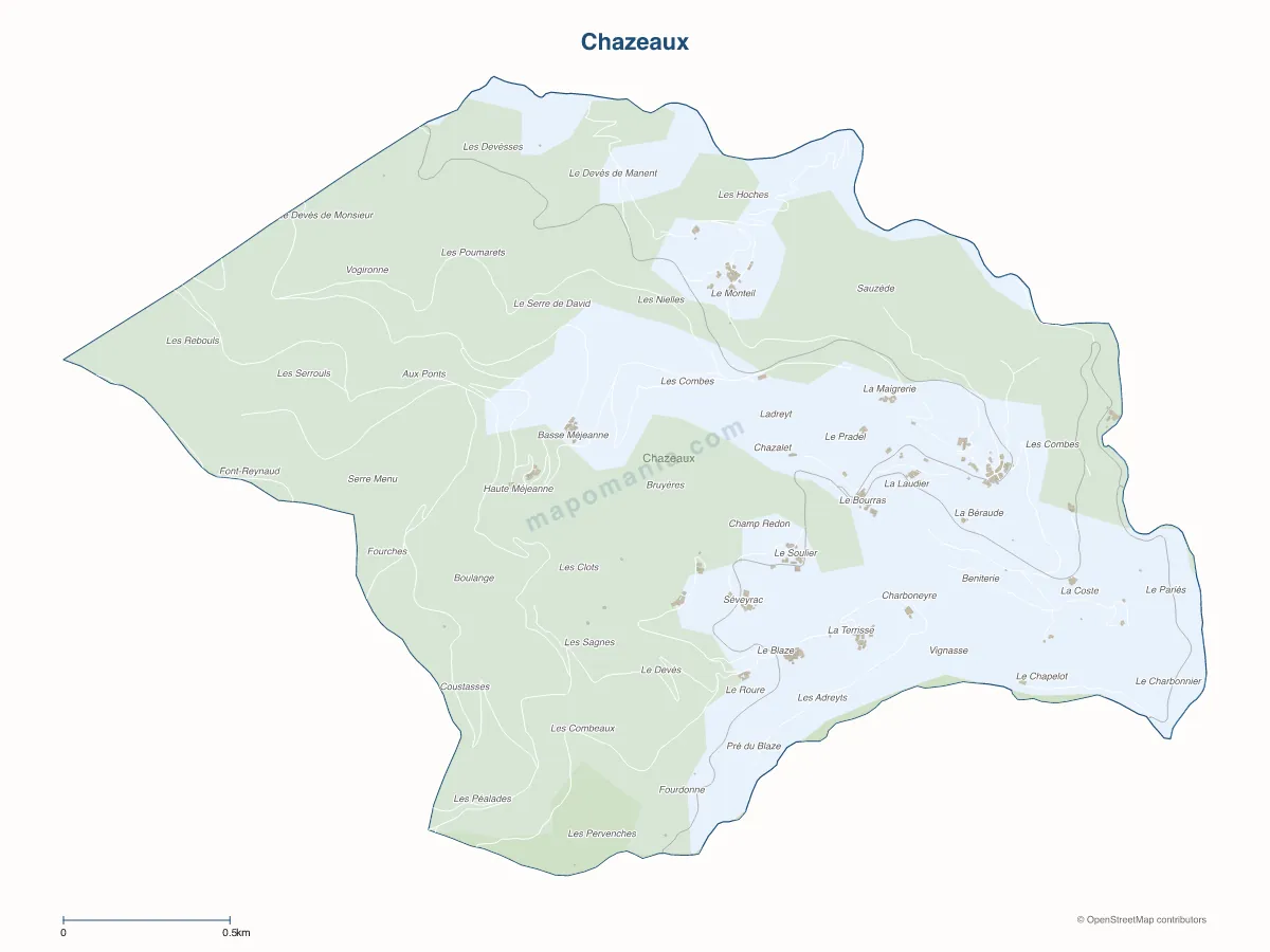 Carte de Chazeaux à personnaliser