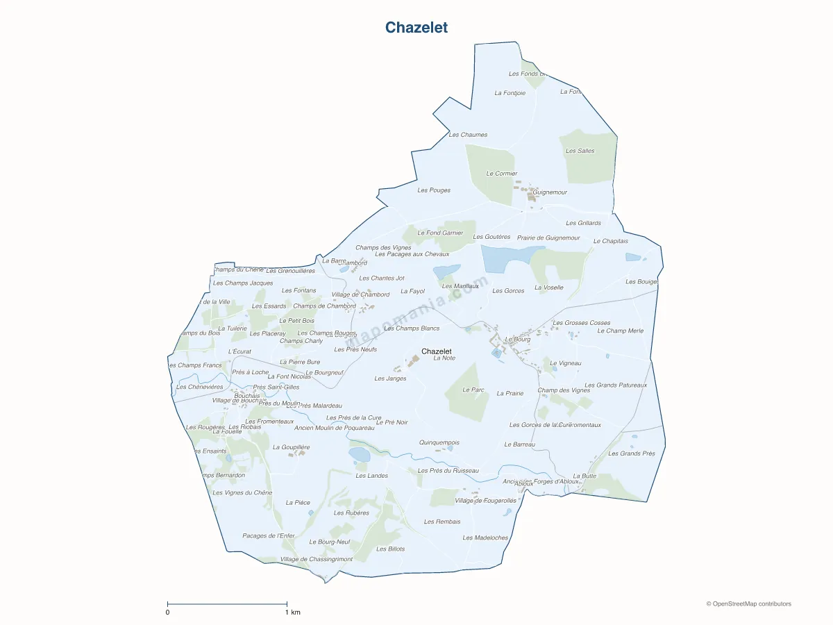 Carte de Chazelet à personnaliser