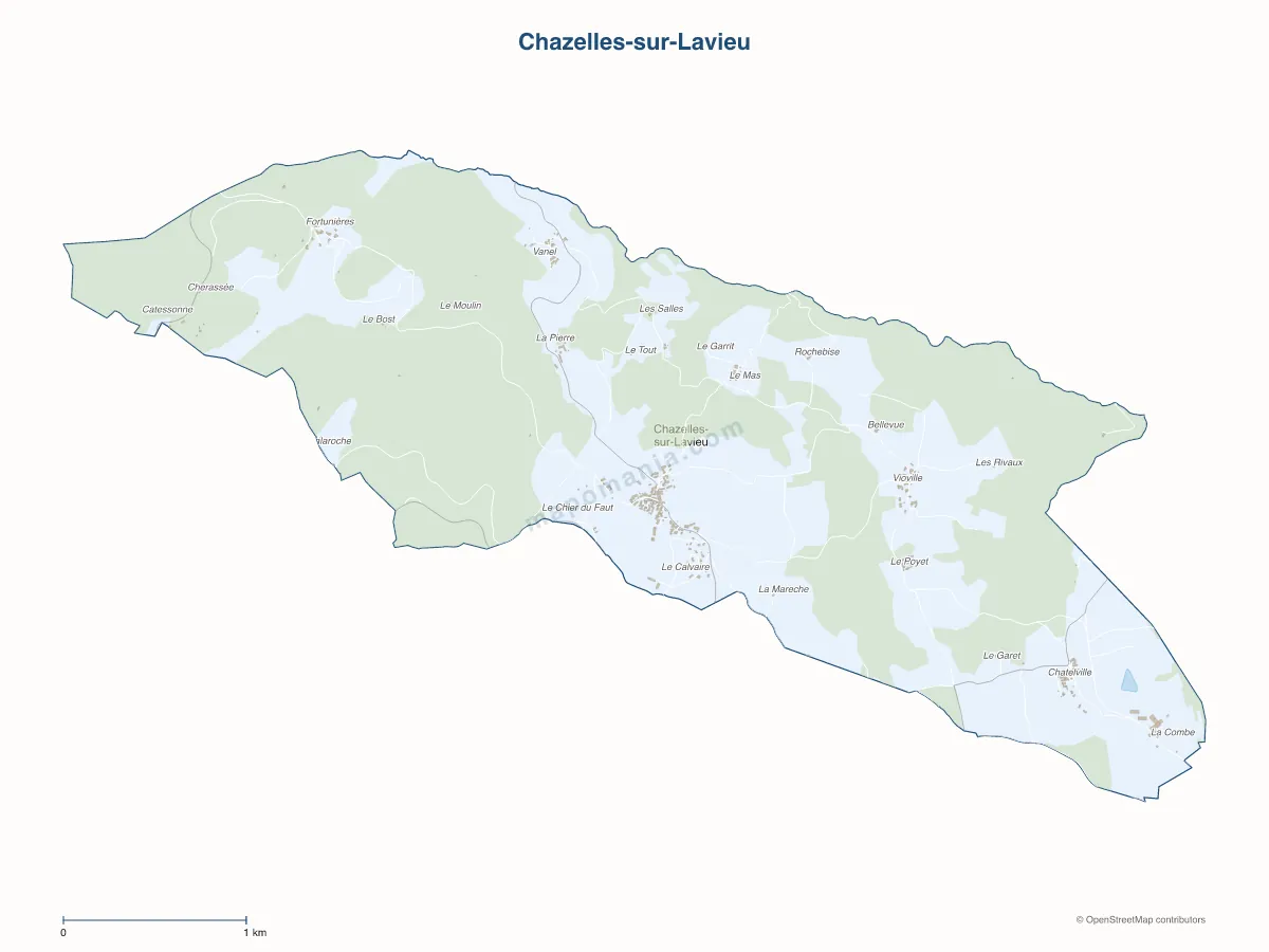 Carte de Chazelles-sur-Lavieu à personnaliser