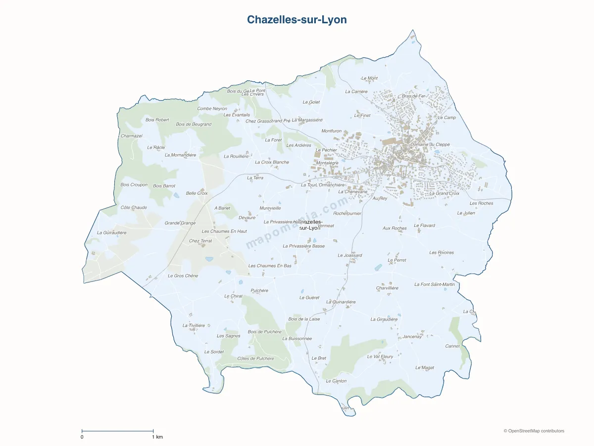 Carte de Chazelles-sur-Lyon à personnaliser