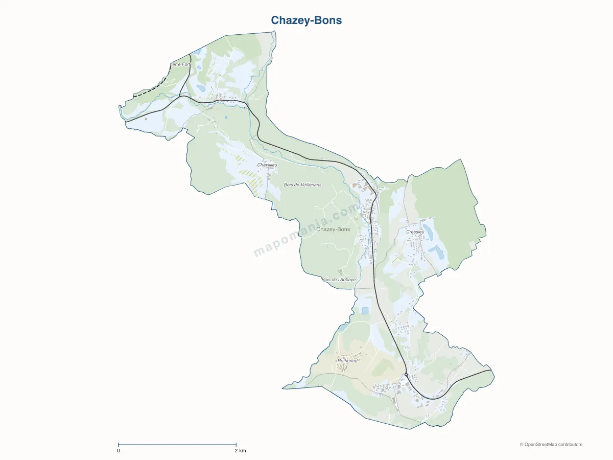 Carte de Chazey-Bons à personnaliser