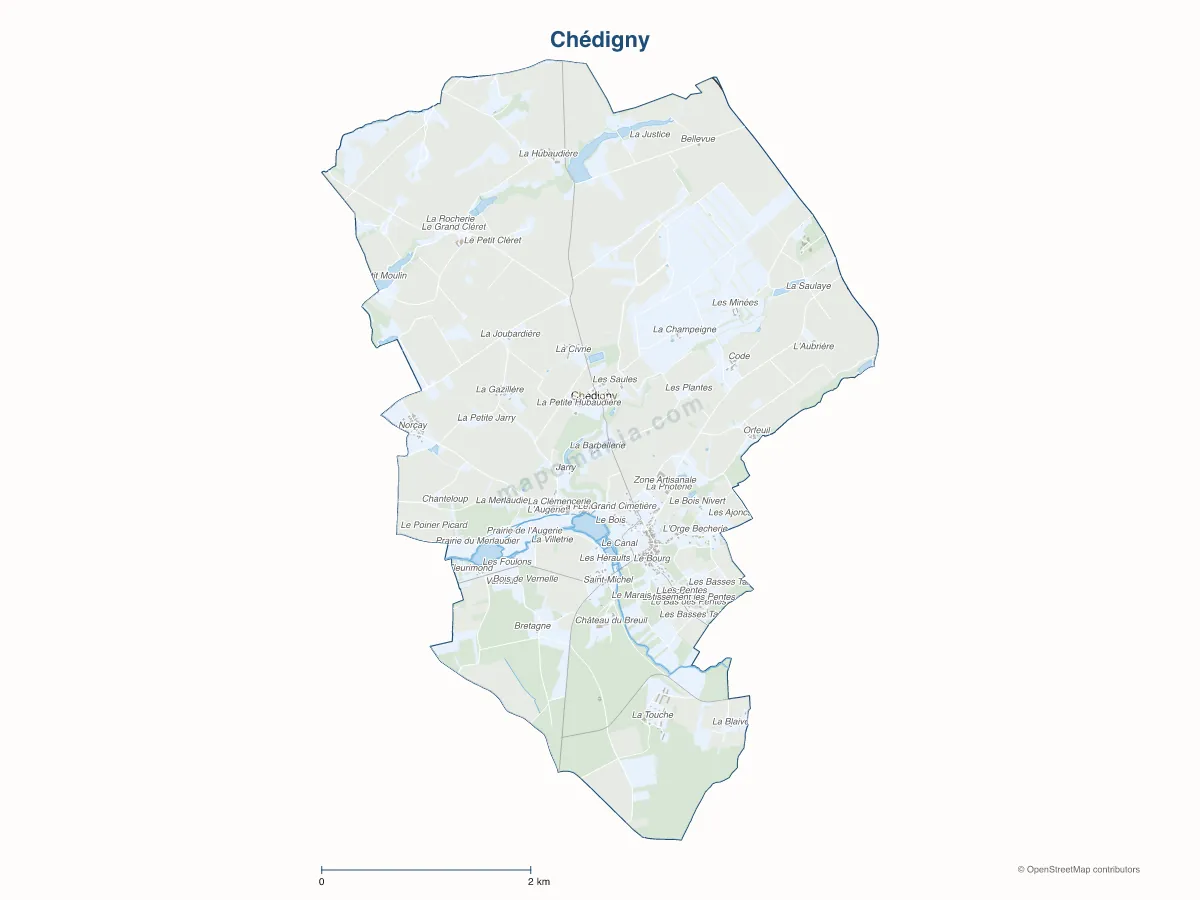 Carte de Chédigny à personnaliser