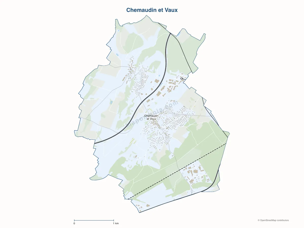 Carte de Chemaudin et Vaux à personnaliser