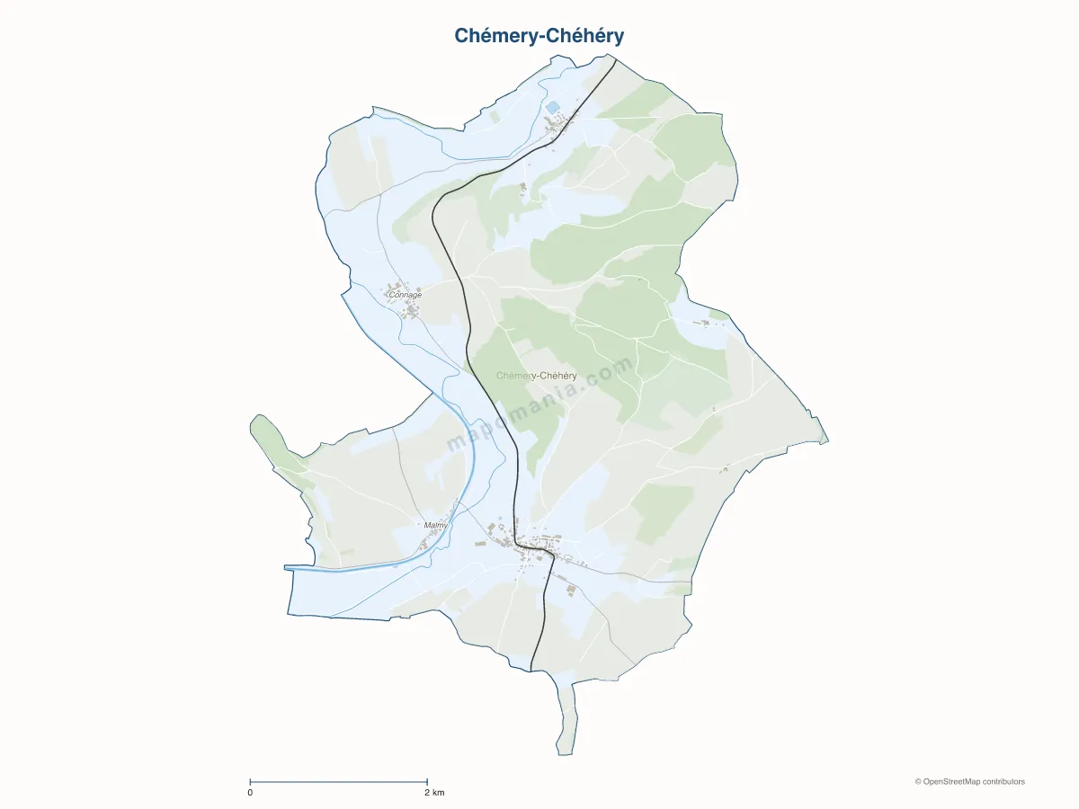 Carte de Chémery-Chéhéry à personnaliser