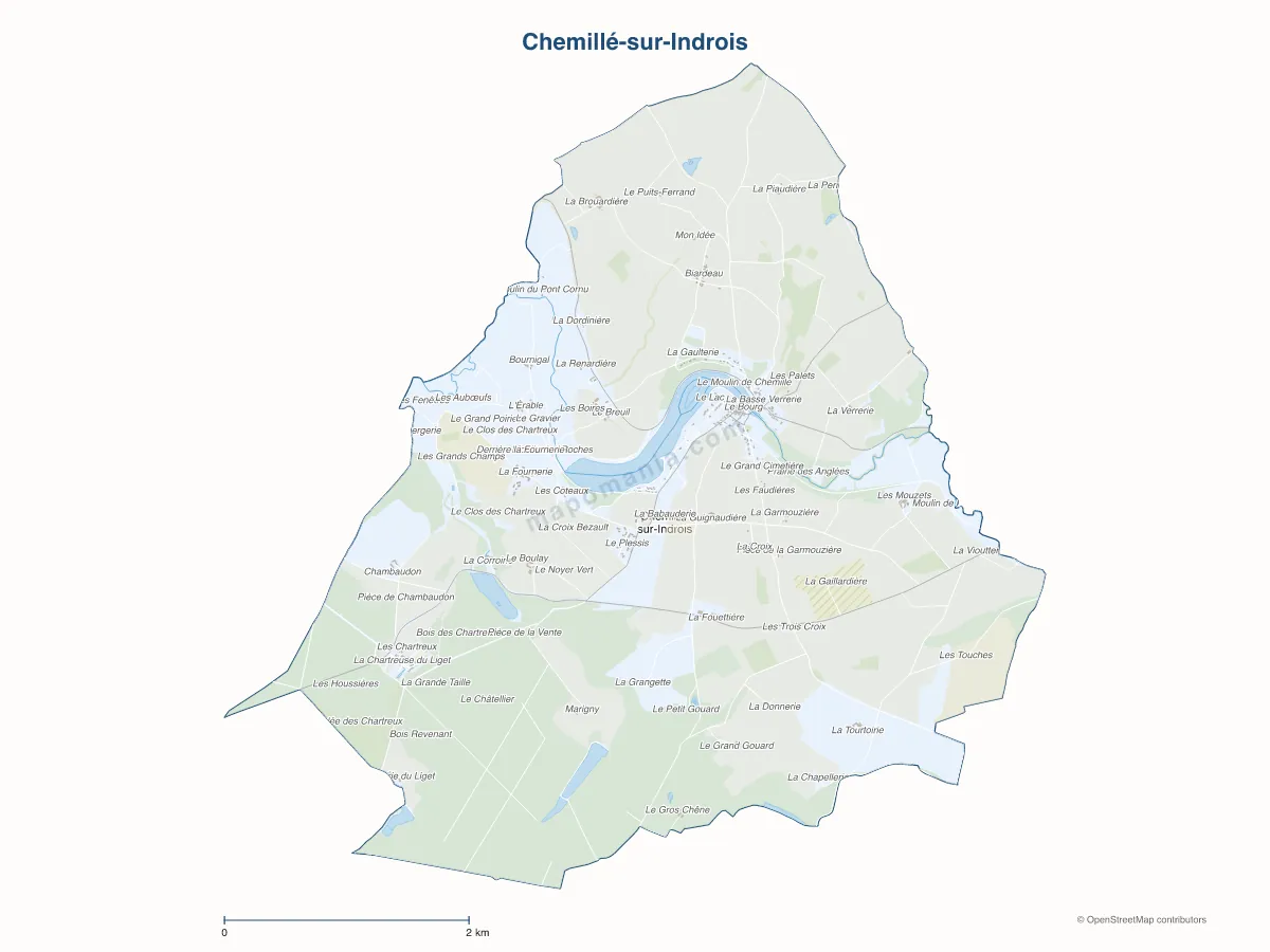 Carte de Chemillé-sur-Indrois à personnaliser