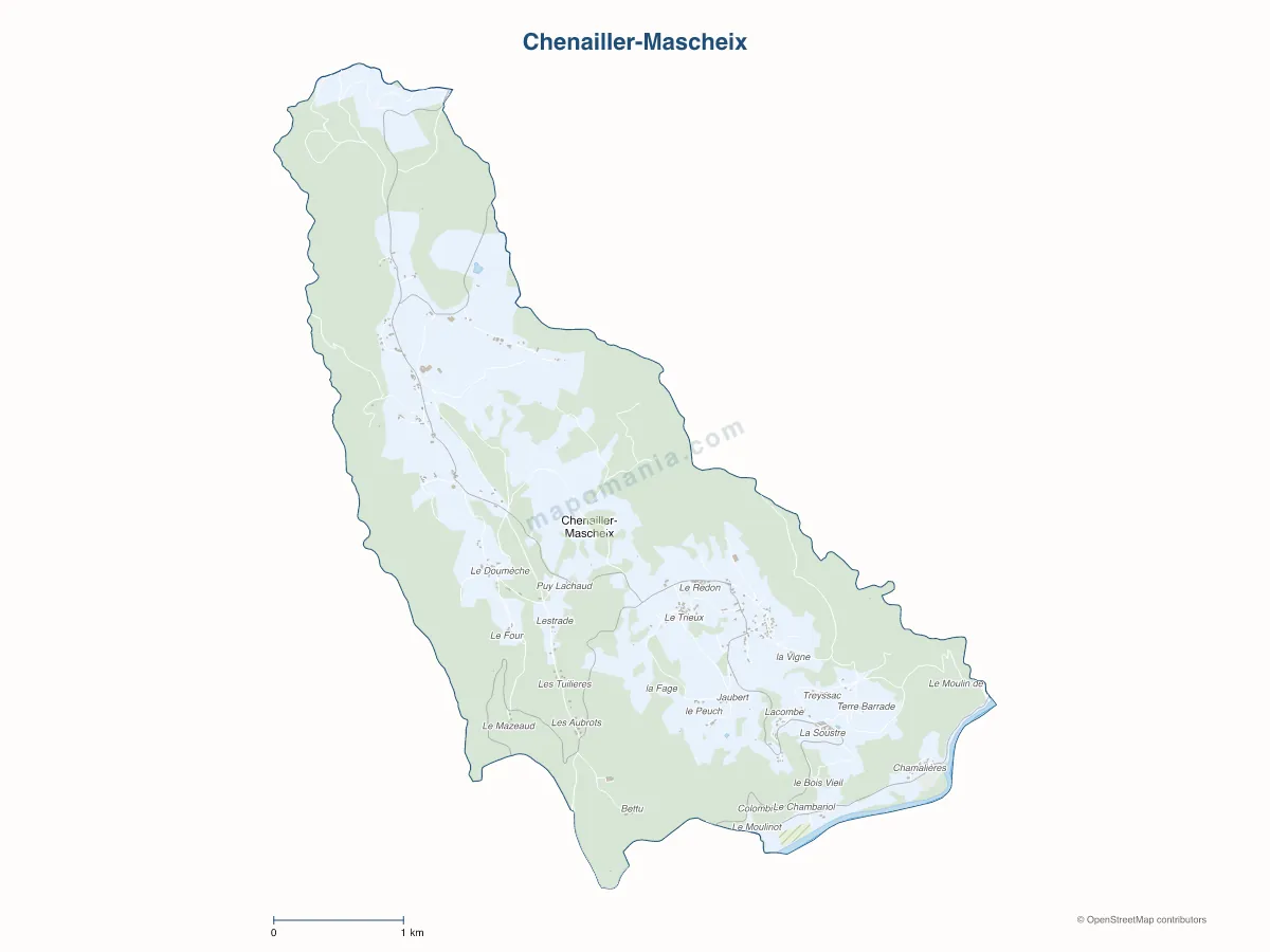 Carte de Chenailler-Mascheix à personnaliser