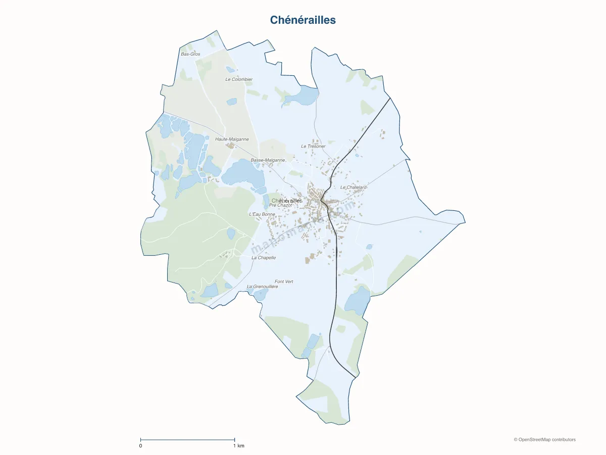 Carte de Chénérailles à personnaliser
