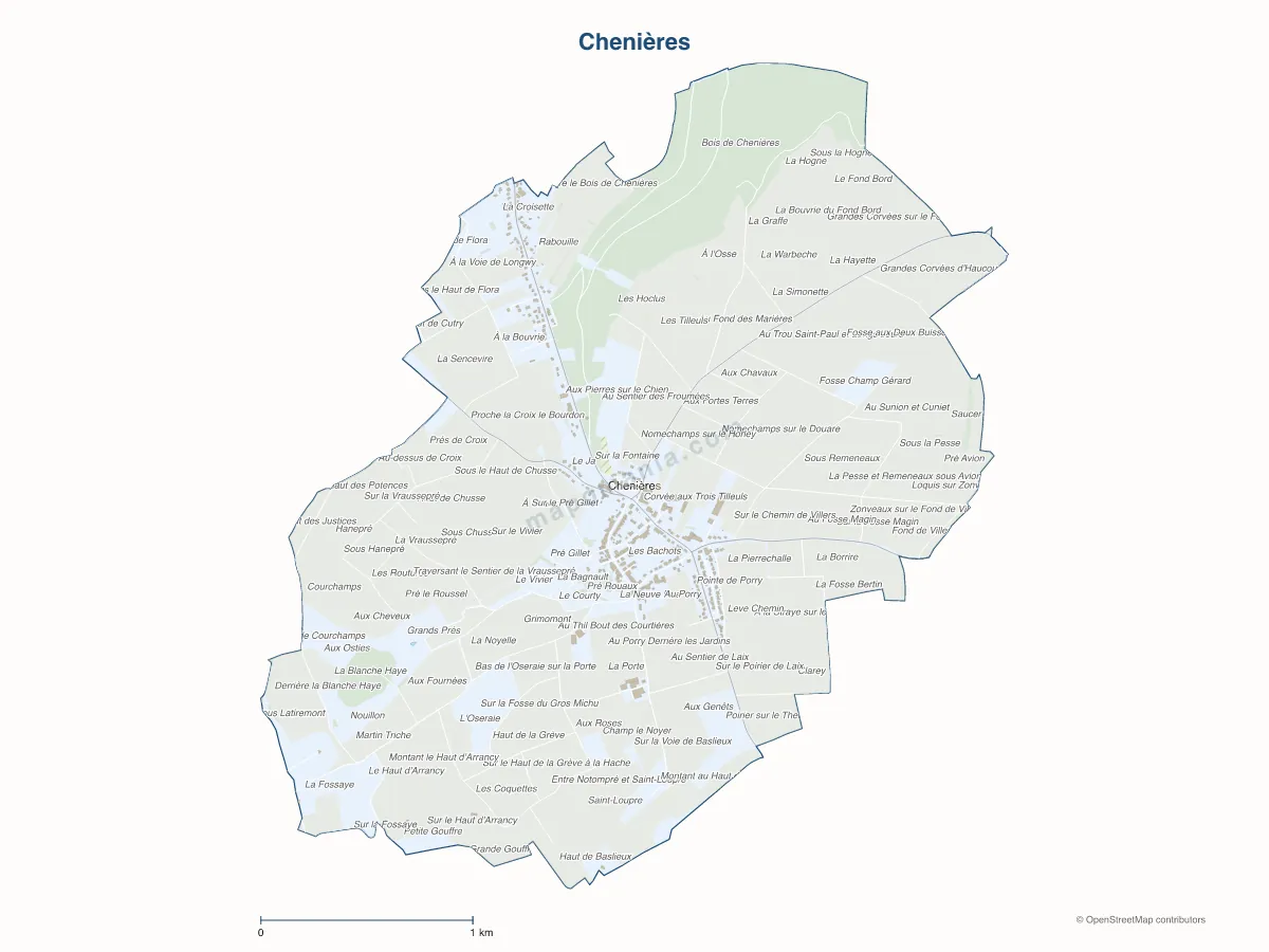 Carte de Chenières à personnaliser