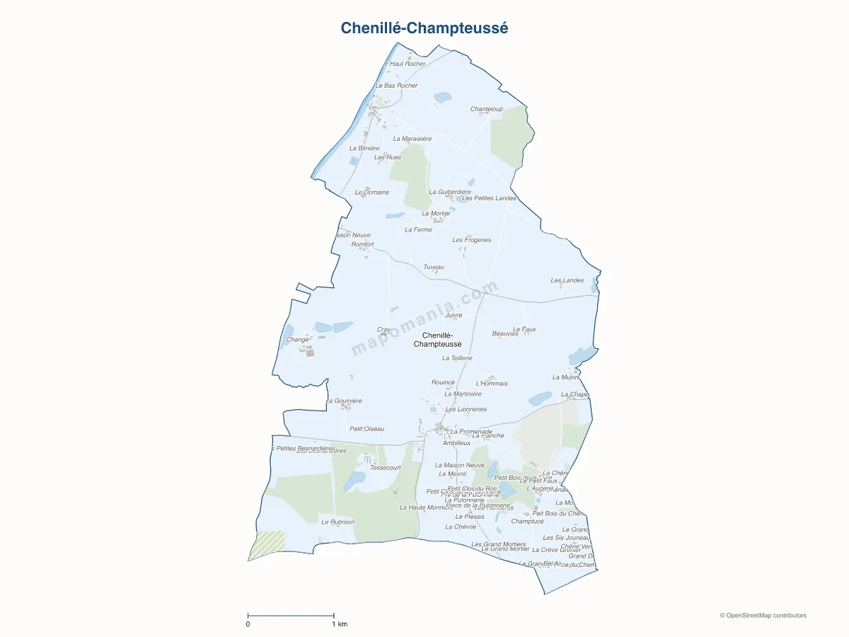Carte de Chenillé-Champteussé à personnaliser