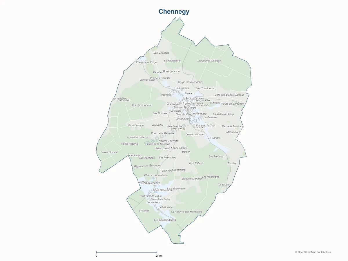 Carte de Chennegy à personnaliser