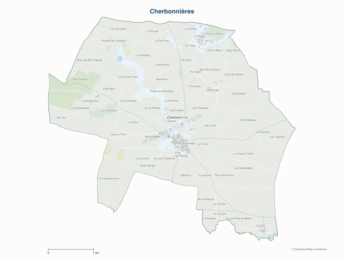 Carte de Cherbonnières à personnaliser
