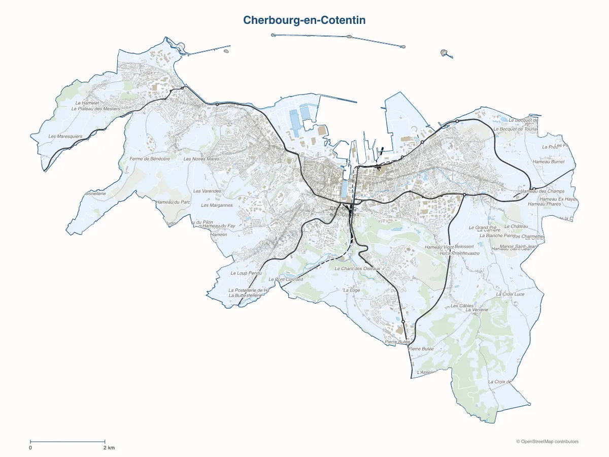Carte de Cherbourg-en-Cotentin à personnaliser