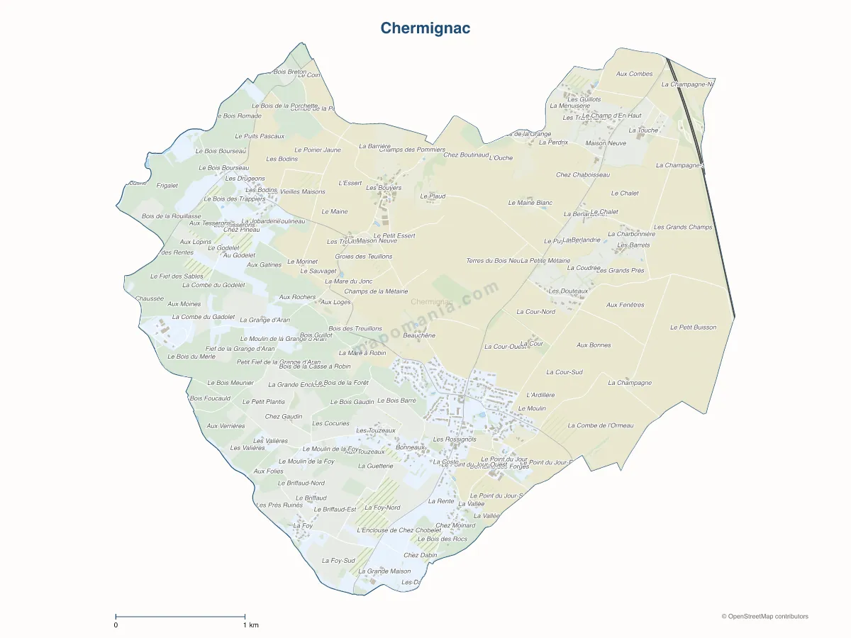 Carte de Chermignac à personnaliser