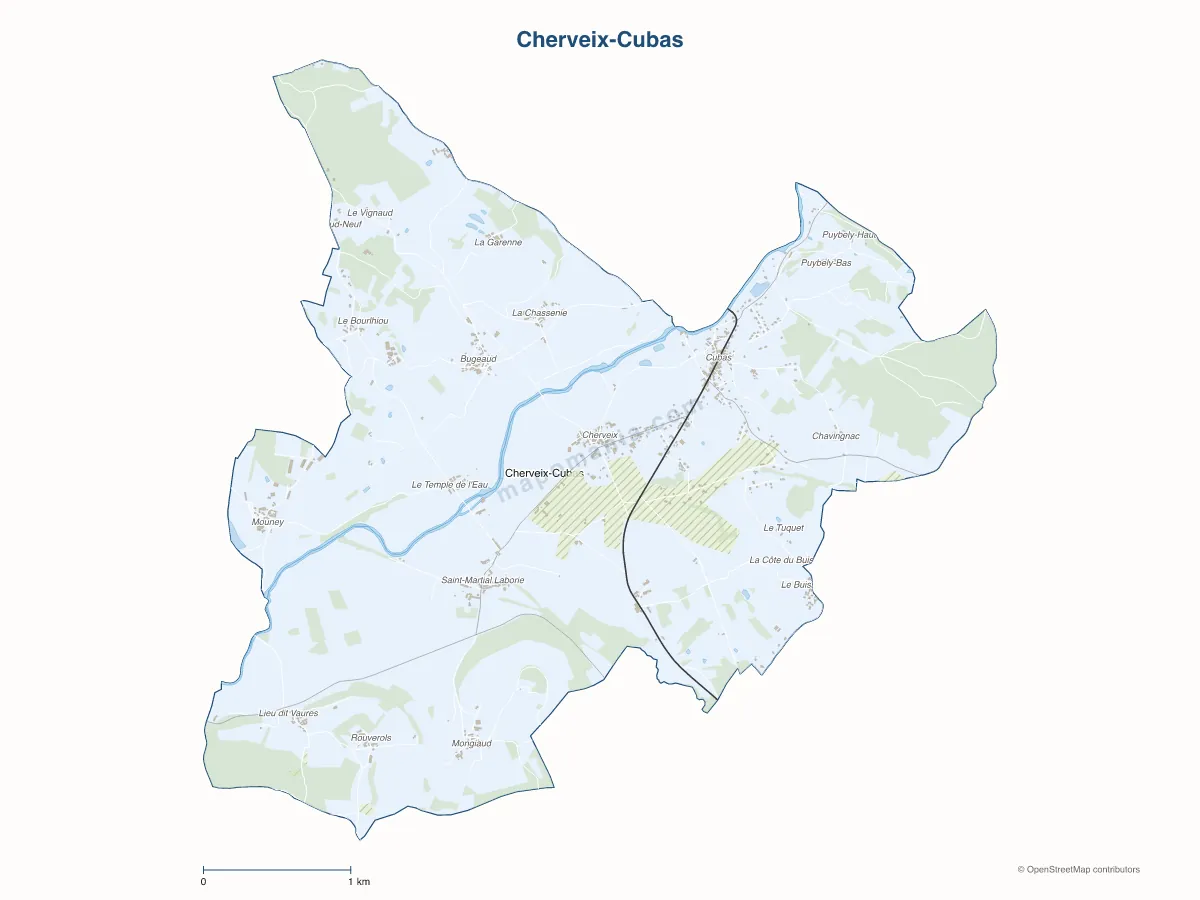 Carte de Cherveix-Cubas à personnaliser