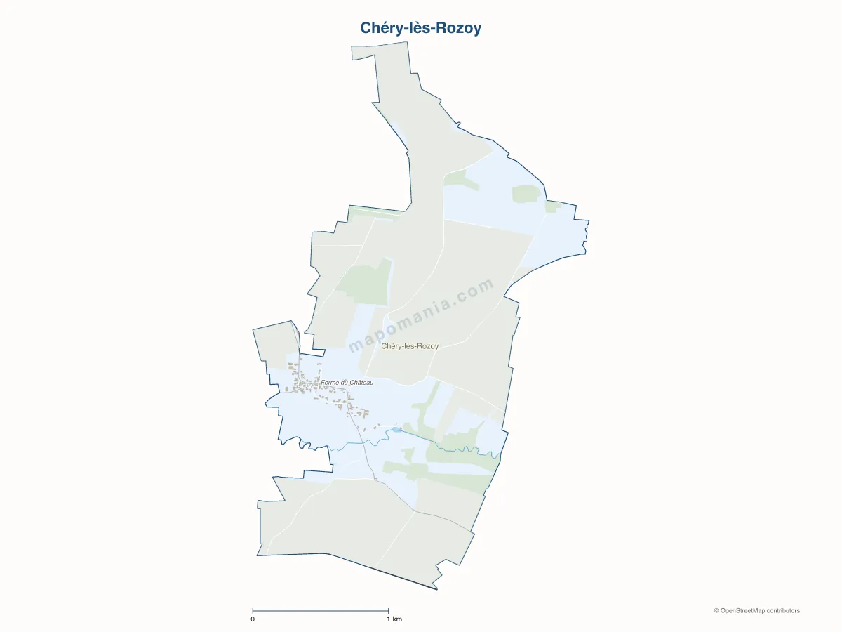 Carte de Chéry-lès-Rozoy à personnaliser