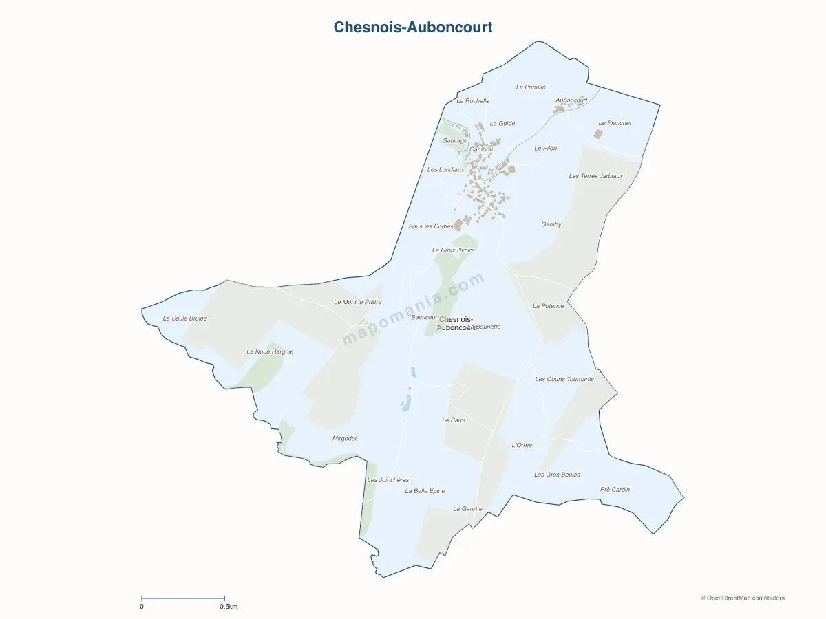 Carte de Chesnois-Auboncourt à personnaliser