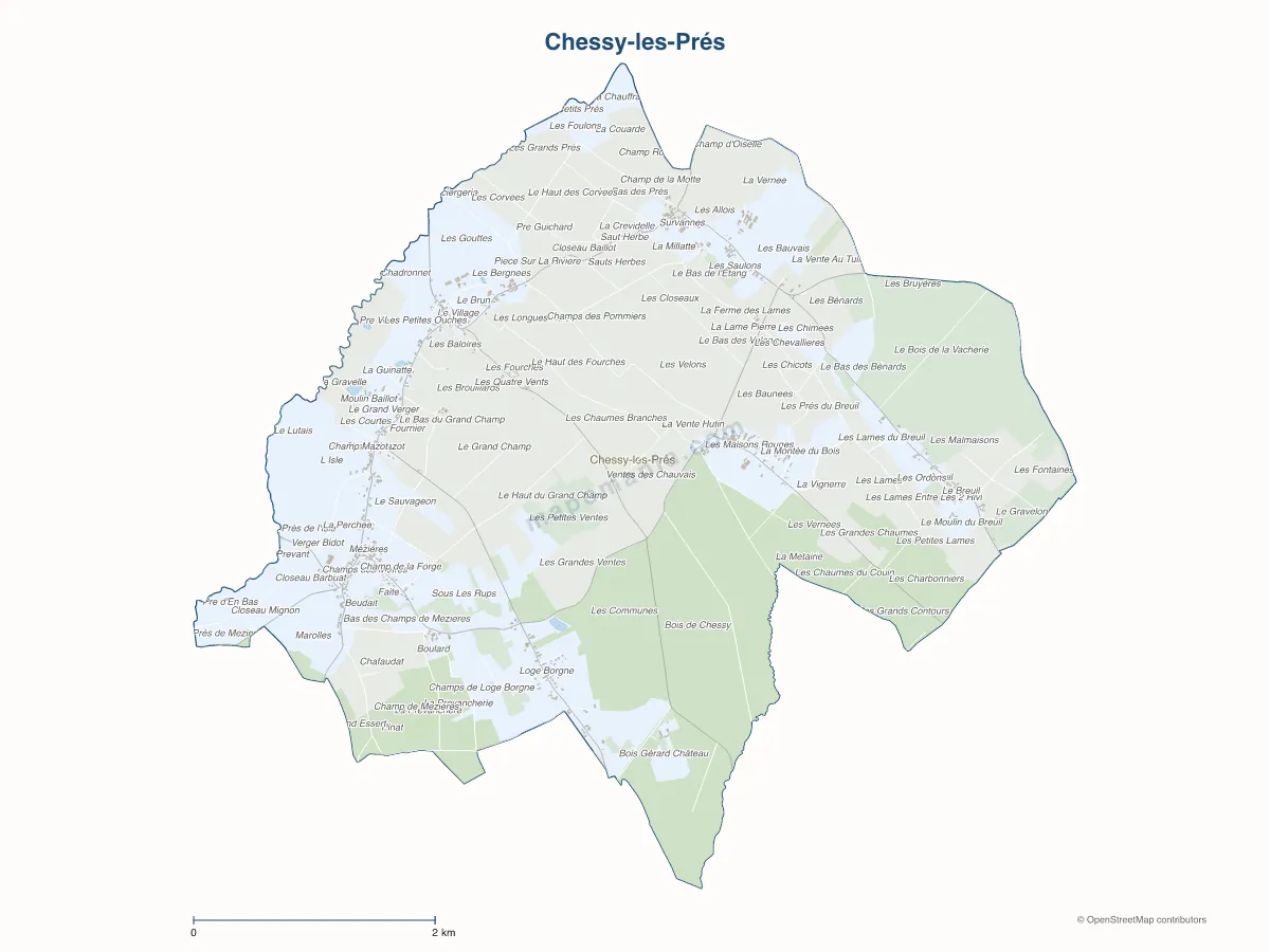 Carte de Chessy-les-Prés à personnaliser