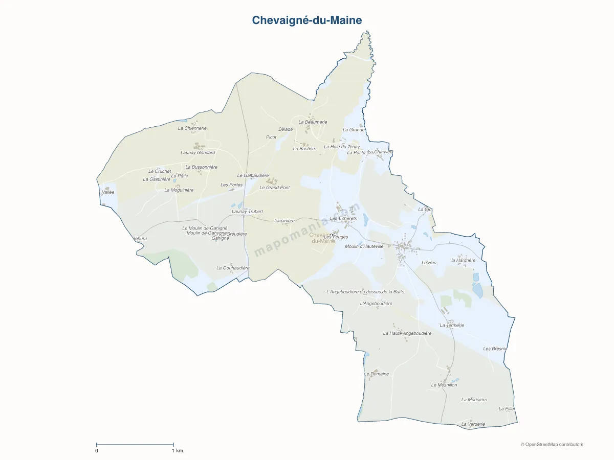 Carte de Chevaigné-du-Maine à personnaliser