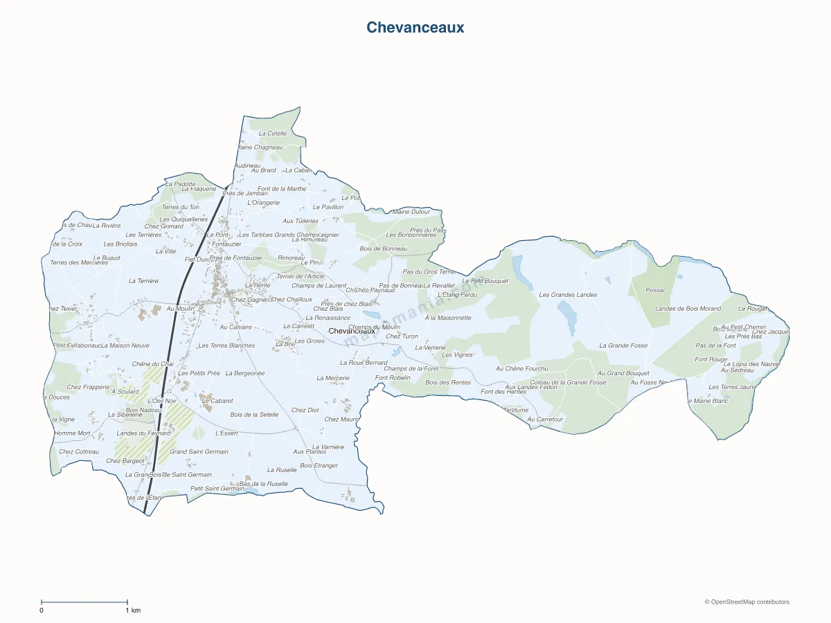 Carte de Chevanceaux à personnaliser