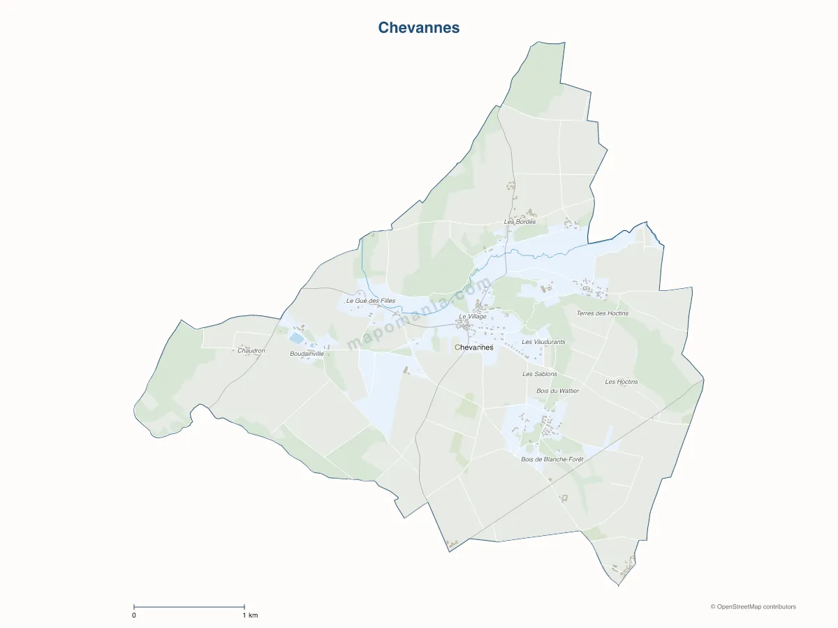 Carte de Chevannes à personnaliser