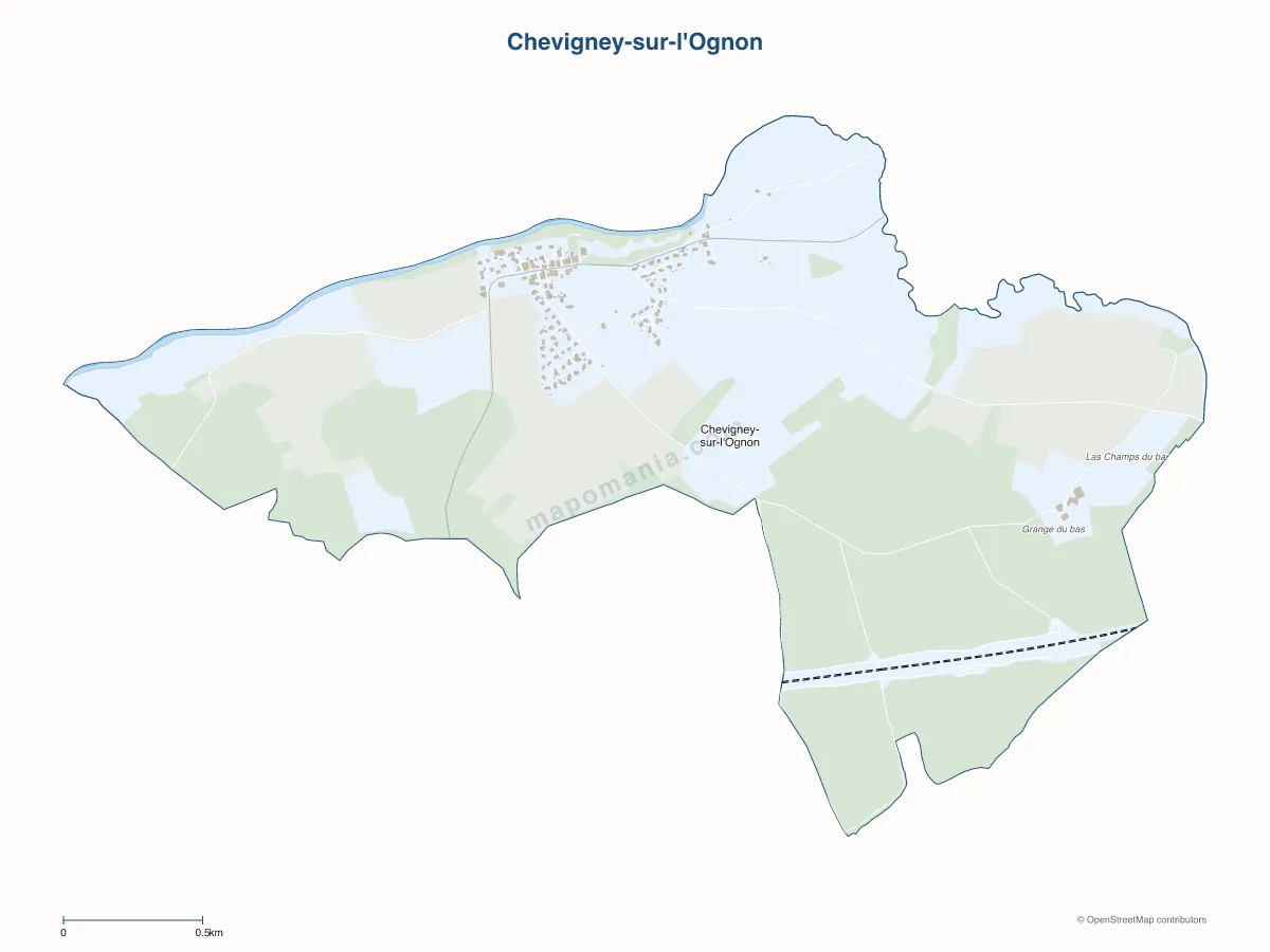Carte de Chevigney-sur-l'Ognon à personnaliser